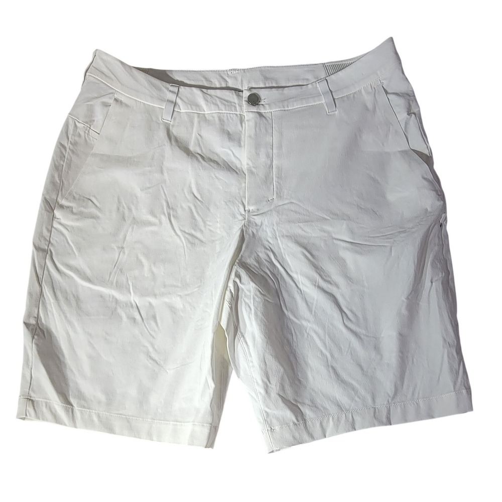 Lululemon Mens Commission Short 9 White Technical Chino Golf Shorts Size 36